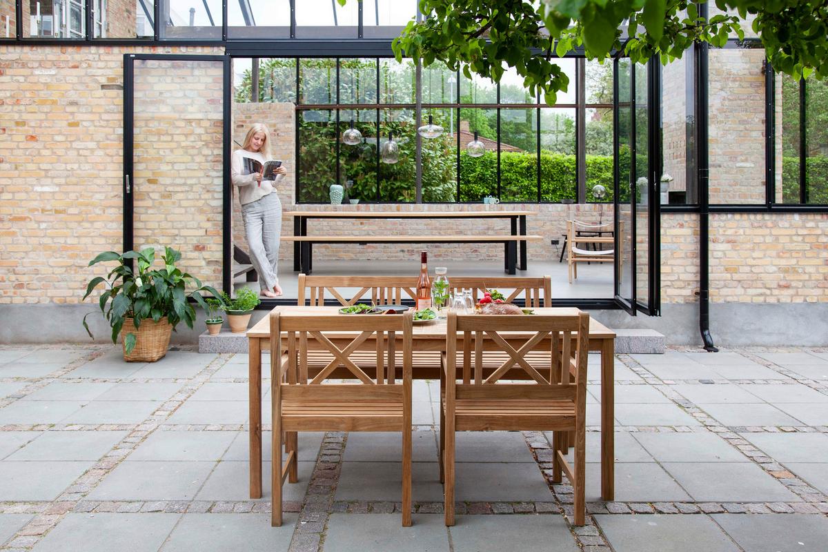 Gartentischgruppe Rosenborg 5tlg., Natur - Teakfarben, Natur, Holz (165/89/130cm) - Gardenson