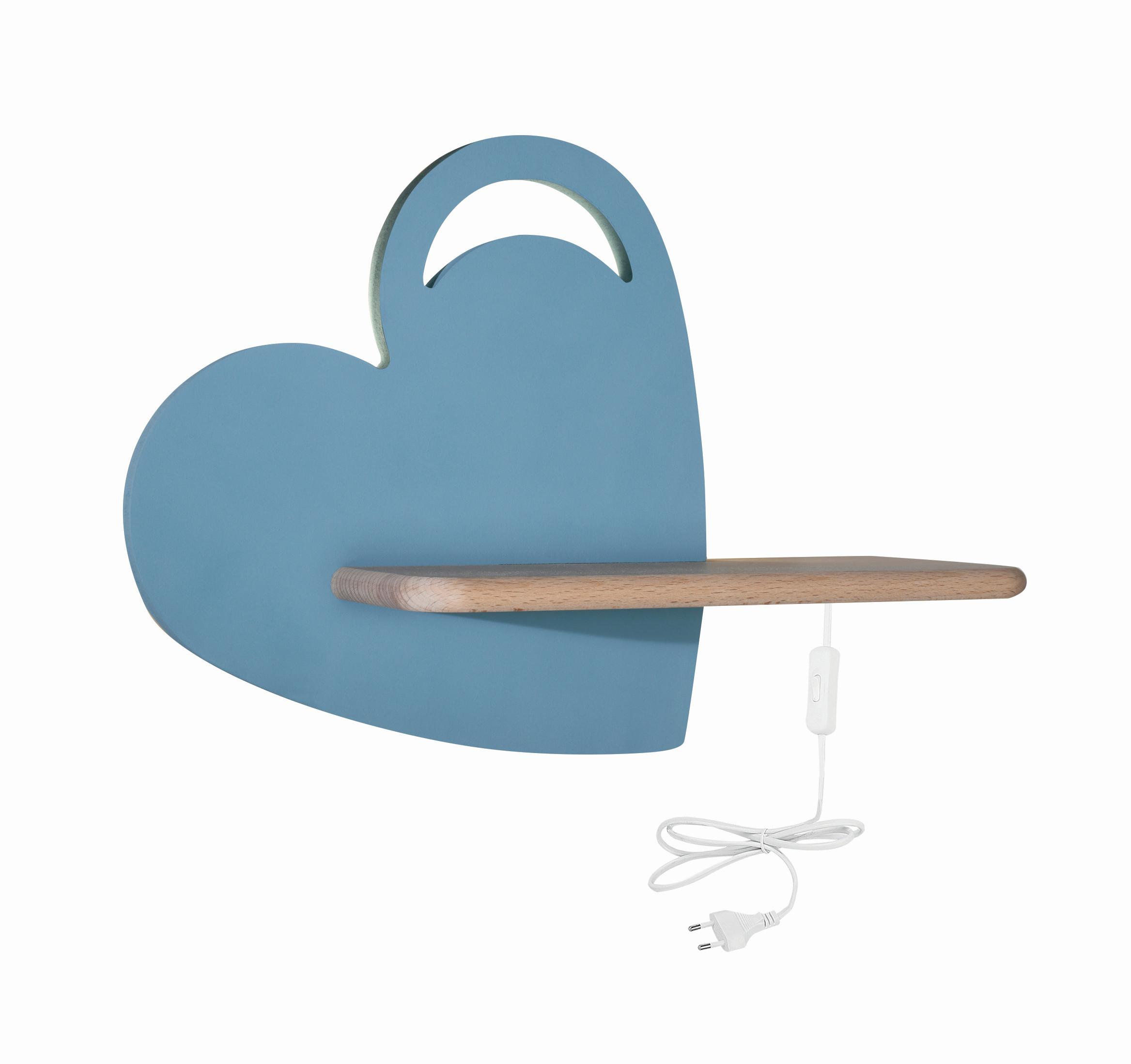 KINDERWANDLEUCHTE 21-84576 HEART - Hellblau, KONVENTIONELL, Holz/Holzwerkstoff (36/12/26cm)