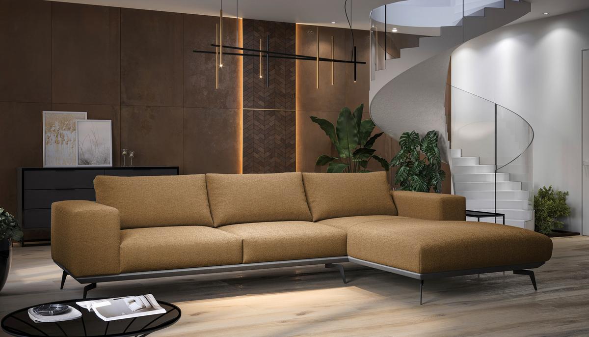 Ecksofa Albero - Rostfarben/Schwarz, Design, Holz/Textil (330/180cm) - MID.YOU