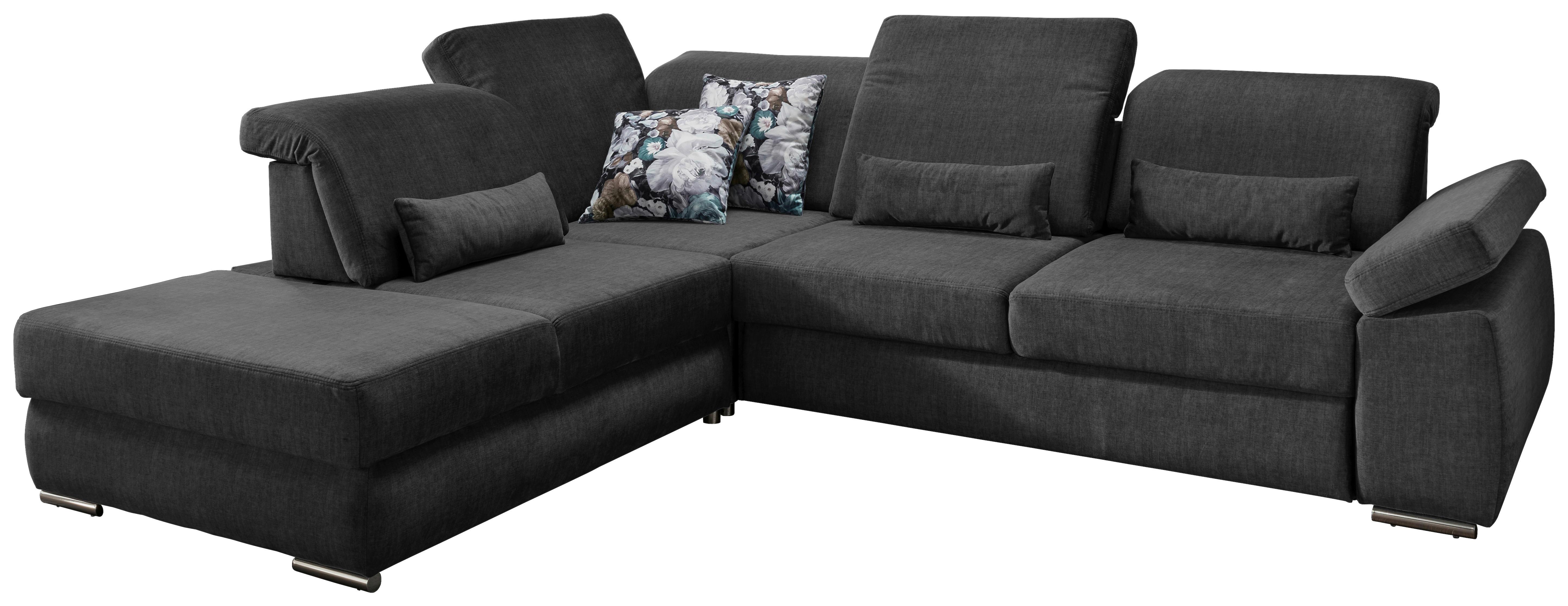 Ecksofa Milian Anthrazit S: 250/297cm - Chromfarben/Anthrazit, MODERN, Holz/Textil (250/297cm) - Livetastic