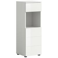 Midischrank Vira Weiß B: 38 cm - Weiß Hochglanz/Schwarz, MODERN, Holzwerkstoff (38/106/34cm) - MID.YOU