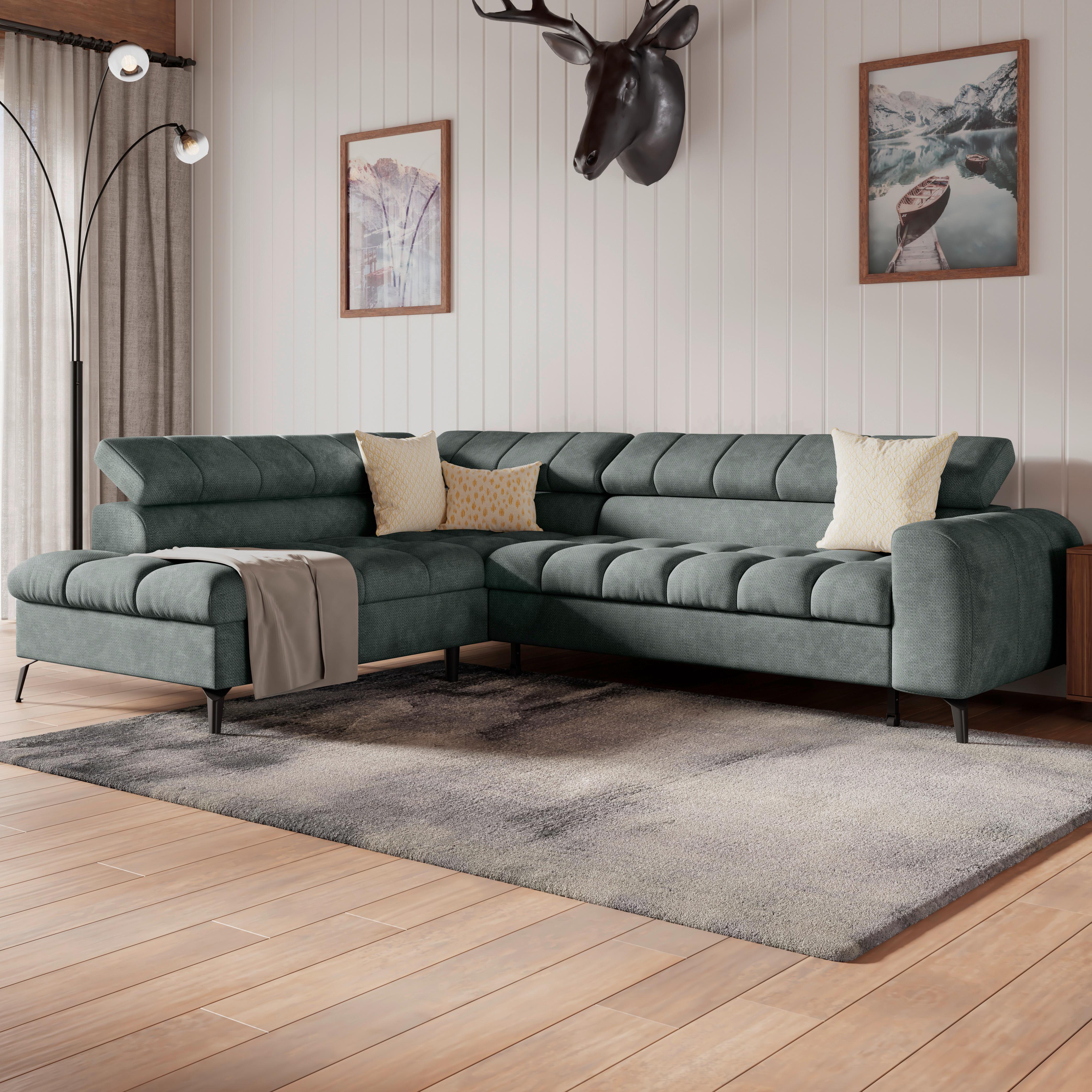 Ecksofa Volf Links New Grau, S: 203x261 cm - Schwarz/Grau, Trend, Kunststoff/Textil (203/261cm)
