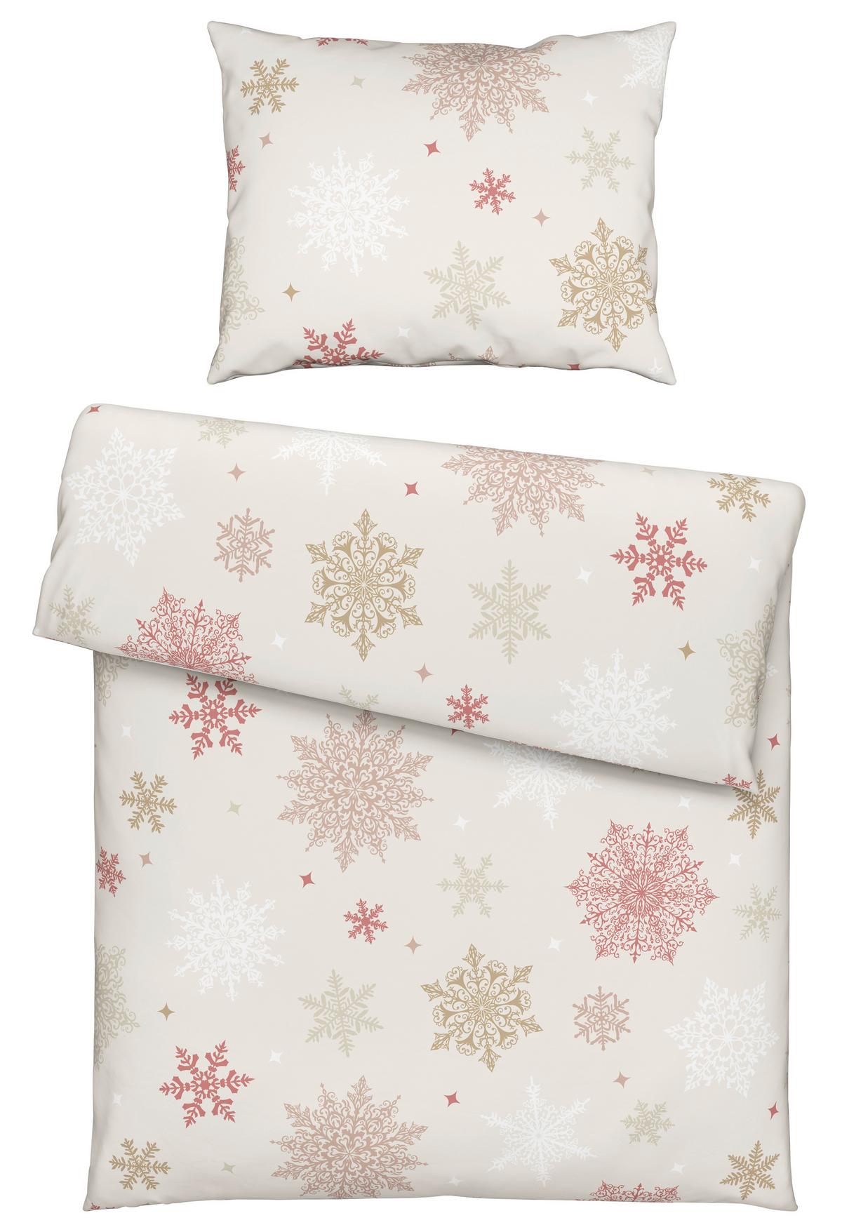 Bettwäsche Snowflake - Beige/Rot, MODERN, Textil - Luca Bessoni