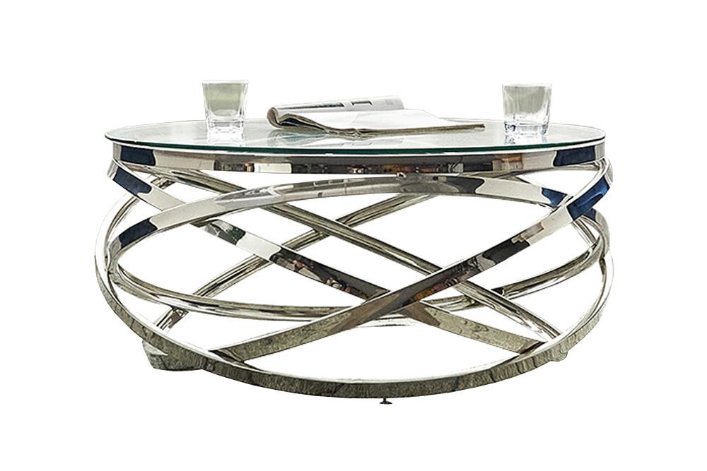 Couchtisch Silberfarben L: 80 cm - Klar/Silberfarben, Design, Glas/Metall (80/80/42cm) - Livetastic