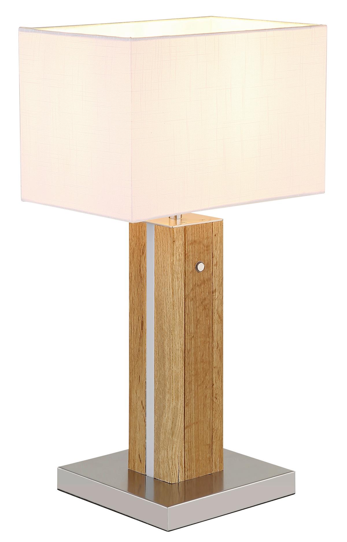 Tischleuchte Weiß 230V LxBxH: ca. 30x20x56 cm - Chromfarben/Transparent, Design, Holzwerkstoff/Kunststoff (30/20/56cm) - Globo