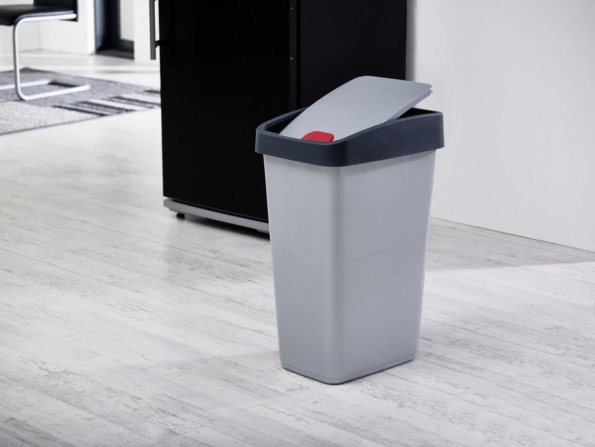 Mülleimer Magne Mit Deckel 45 L Kunststoff Silber/grau - Silberfarben, KONVENTIONELL, Kunststoff (40/30/61,5cm)