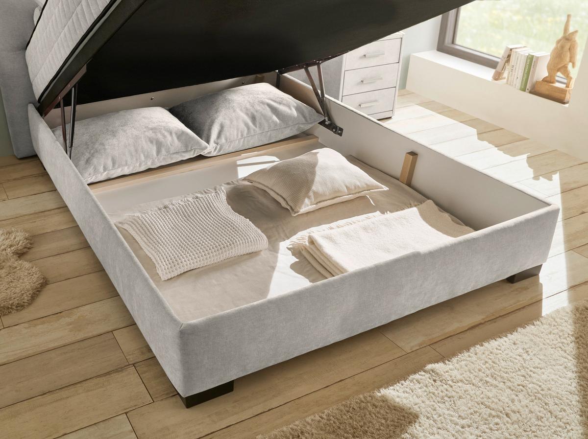 Boxbett Nagol A - Beige/Schwarz, MODERN, Holzwerkstoff/Textil (140/200cm) - MID.YOU