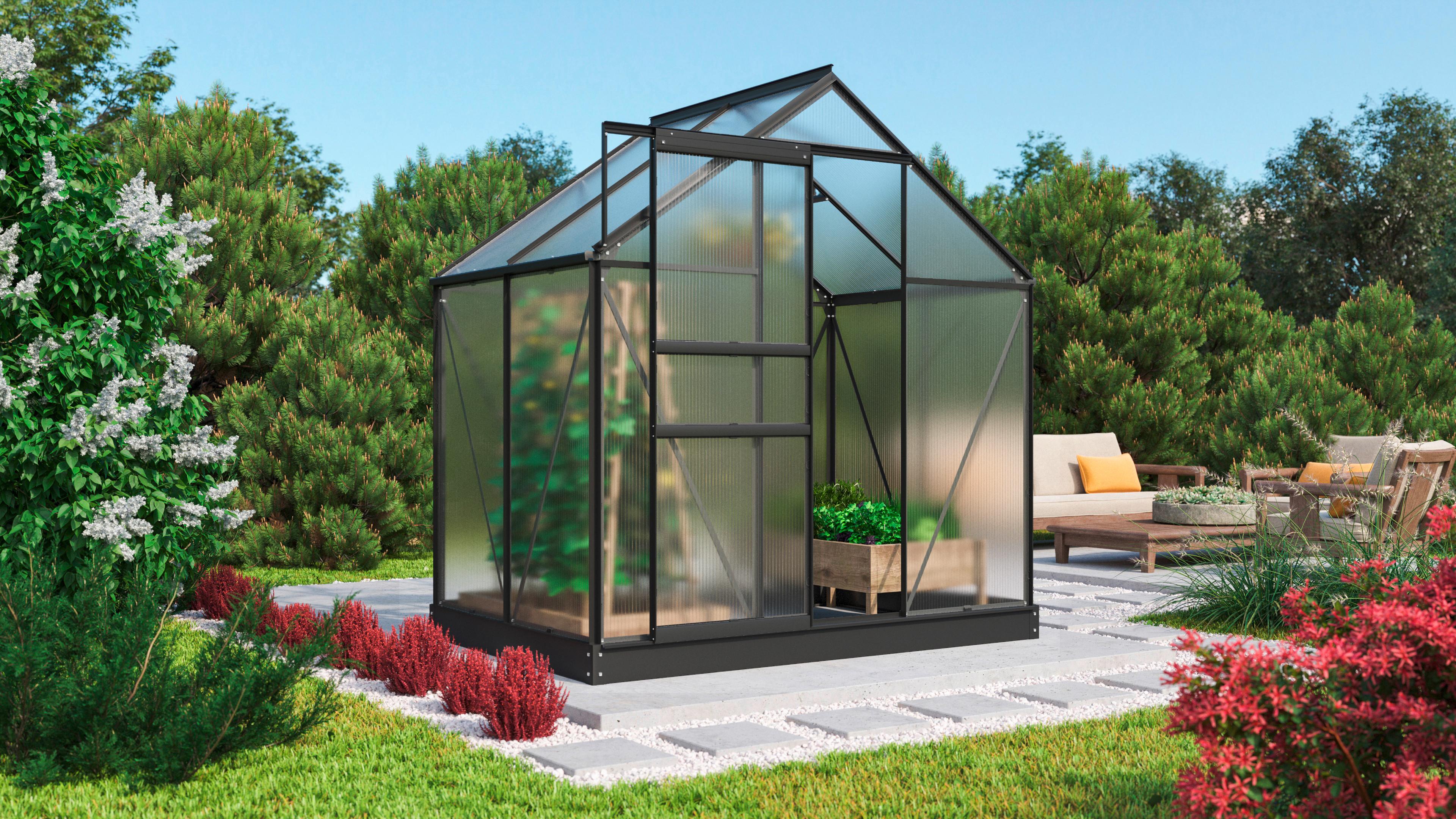 Gewächshausbausatz Comet 2500 2,5 M2 Metall/kunststoff - Schwarz, Basics, Kunststoff/Metall (195/197/131cm)