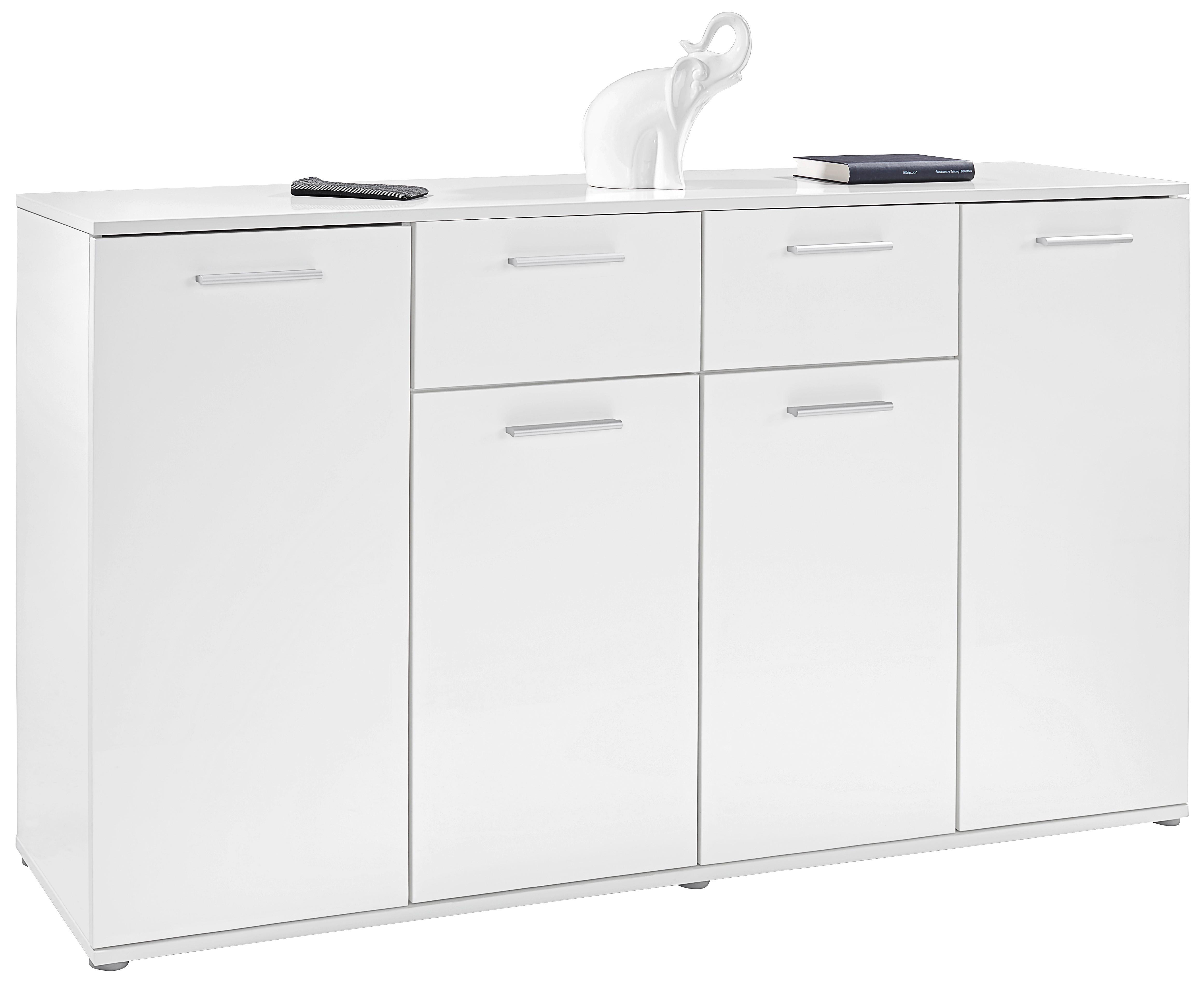 KOMODA CHRISTIAN NEW 3 - bílá/barvy hliníku, Moderní, kompozitní dřevo/plast (160/85/35cm)
