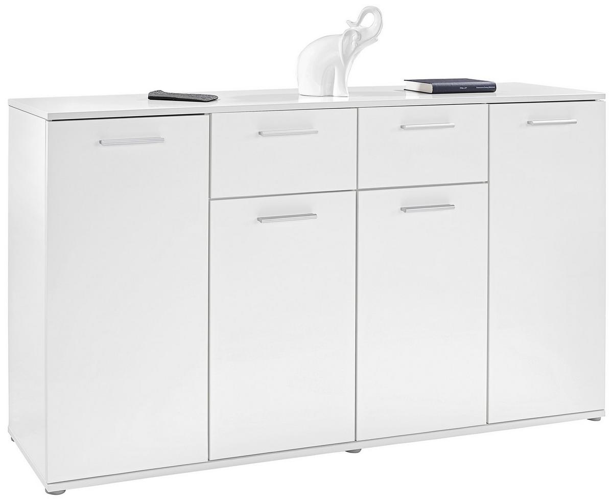 KOMODA CHRISTIAN NEW 3 - biela/hliníková, Modern, kompozitné drevo/plast (160/85/35cm)