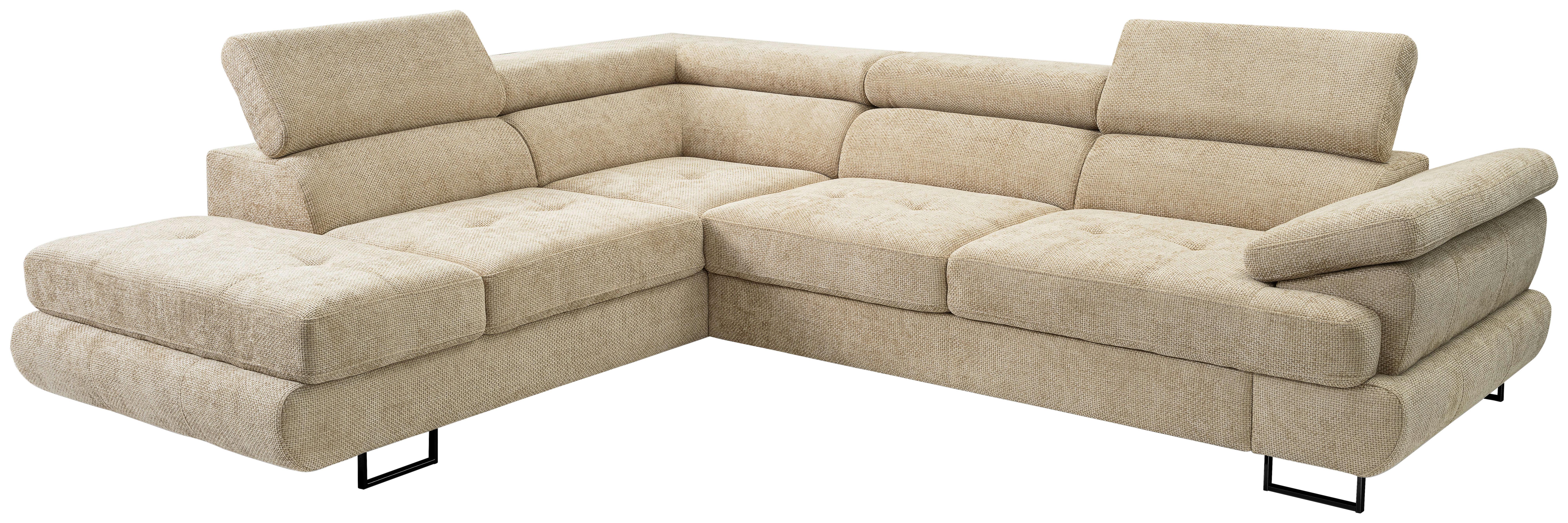 Sedacia súprava LINNA, levá, světle zelená - černá/světle zelená, Moderní, kov/textil (225/270cm)