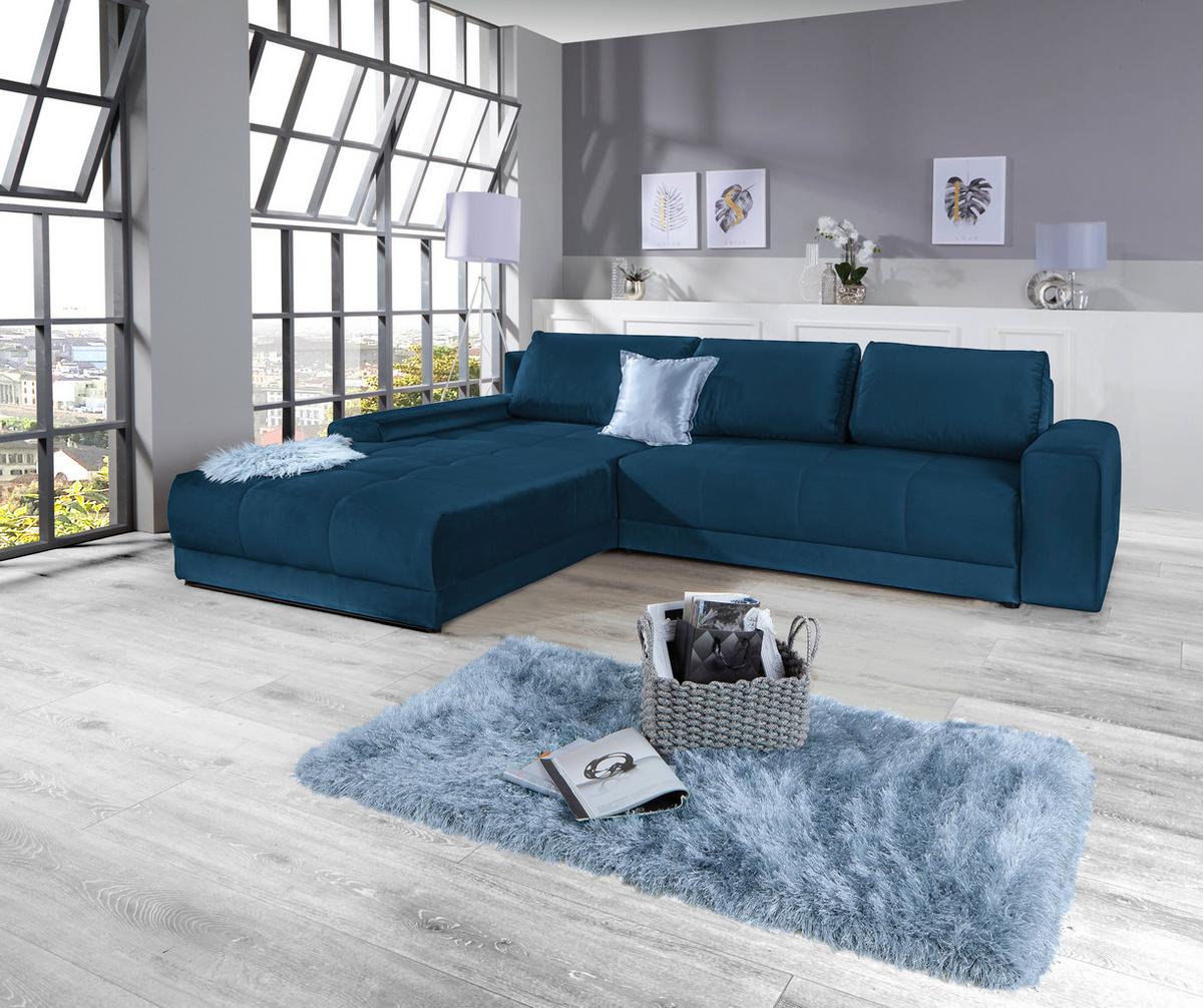 Rohová sedačka ADRIA, obojstranná, tmavomodrý zamat - tmavomodrá, Modern, textil (213/308cm) - Luca Bessoni