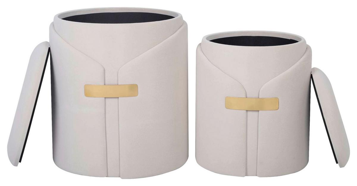 Hocker Forcet 125 2-teilig Beige D: 37/30,5 Cm - Beige, Design, Textil (30,5+37cm) - Kayoom