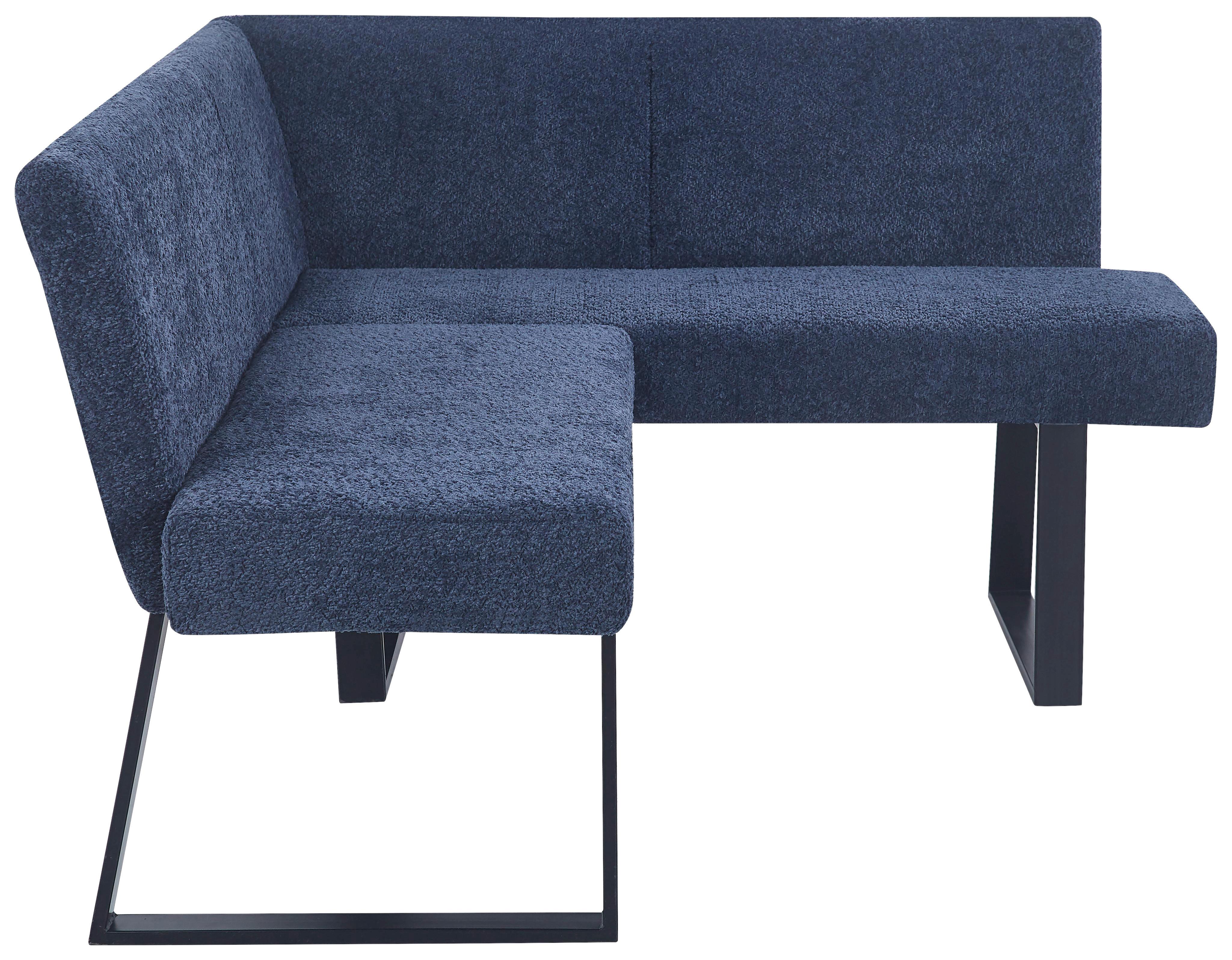 Eckbank Terri Dunkelblau, S: 160x130 cm - Schwarz/Dunkelblau, KONVENTIONELL, Textil/Metall (160/130cm) - MID.YOU