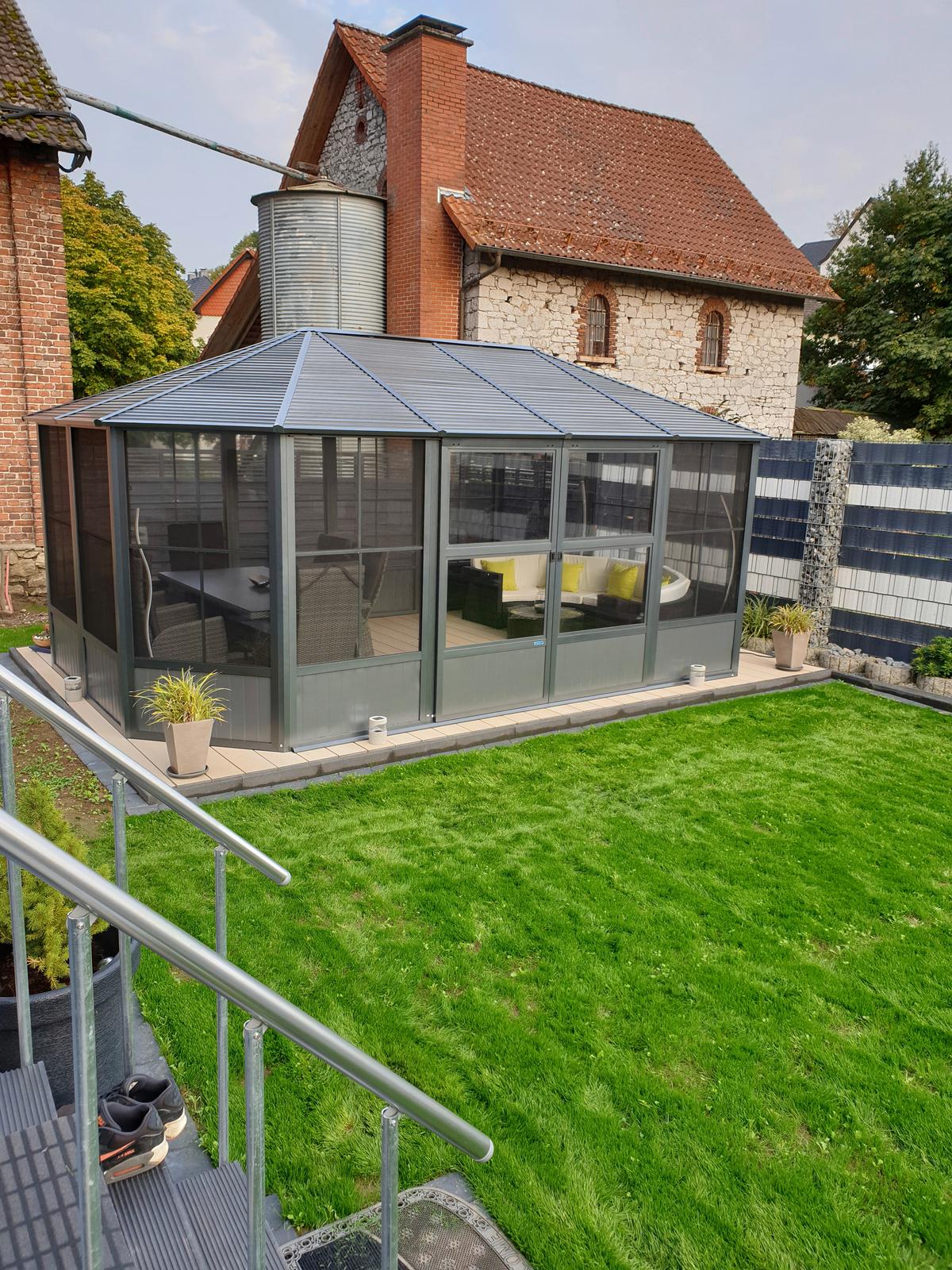 Pavillon Charleston 12x12 384x384 Wetterfest - Anthrazit, Basics, Metall (384/281/384cm)