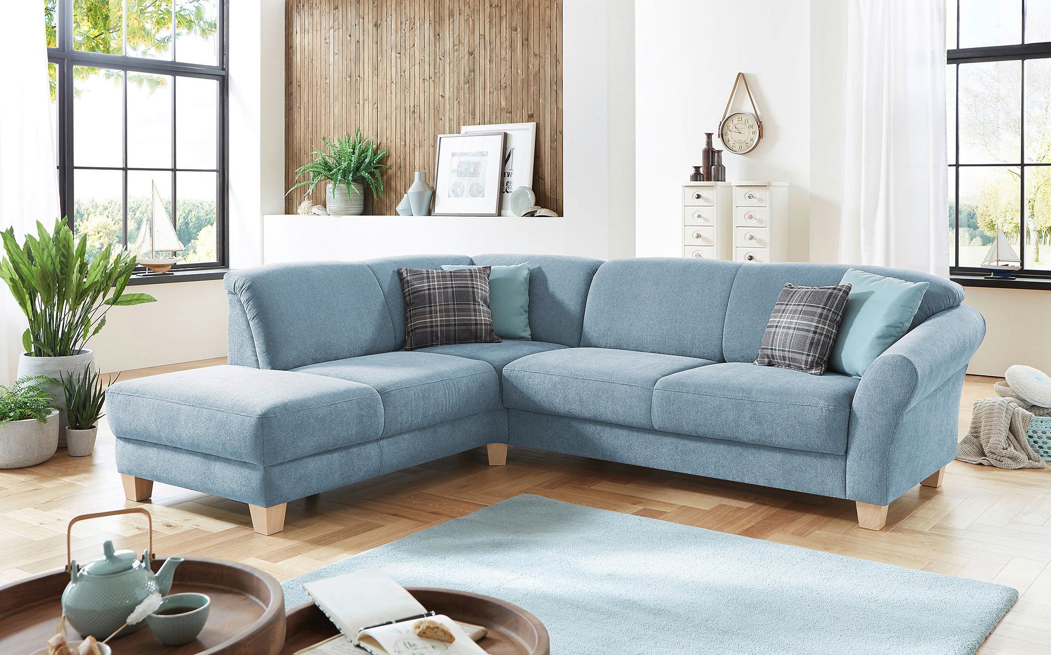 Ecksofa Gotland hellblau, 212x257 cm - Naturfarben/Hellblau, KONVENTIONELL, Textil (212/257cm) - Sit & More