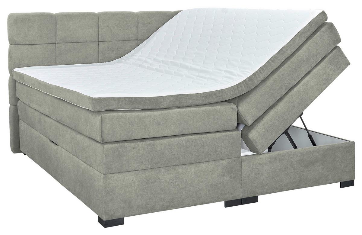 Boxspringbett Mit Topper 160x200 April - Dunkelgrau/Schwarz, MODERN, Textil (160/200cm)
