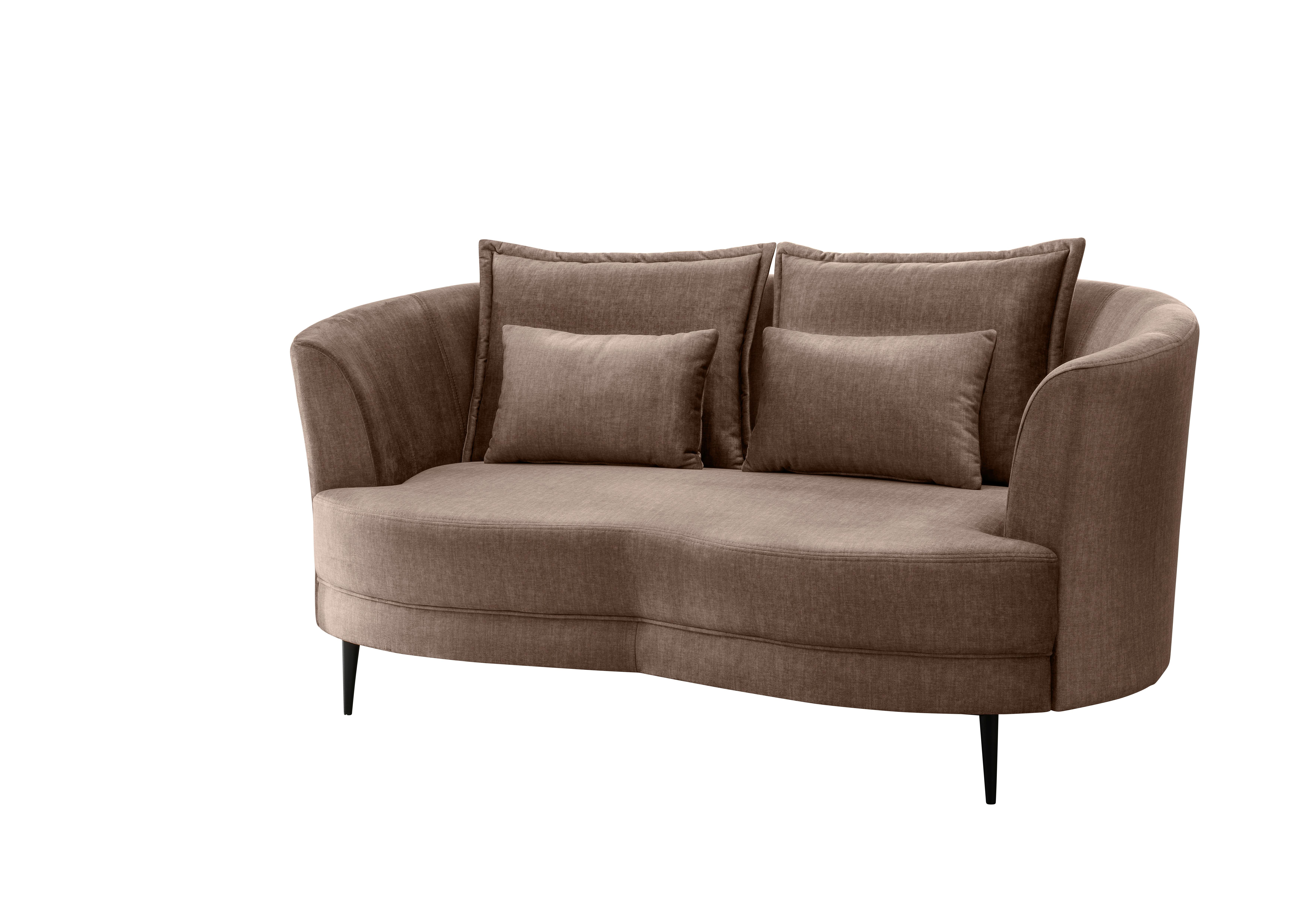 2-Sitzer-Sofa Hellbraun Velours, Rücken Echt B: 179 cm - Hellbraun/Schwarz, MODERN, Textil (179/85/101cm) - Livetastic