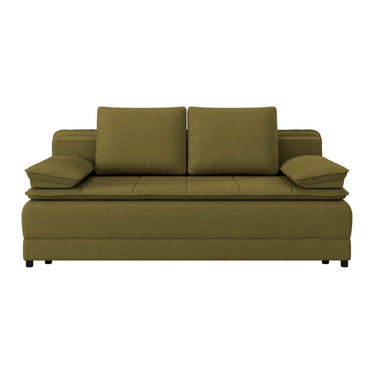 Pohovka s funkciou olivově zelená barva - bílá/černá, Moderní, textil/plast (202/73-92/105cm) - Luca Bessoni