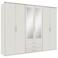 Drehtürenschrank Mit Spiegel + Laden 270cm Ben, Weiß - Weiß, KONVENTIONELL, Glas/Holzwerkstoff (270/210/58cm) - MID.YOU