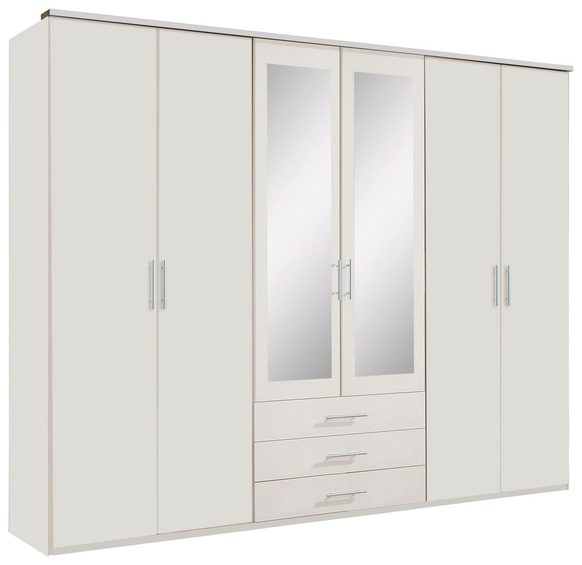 Drehtürenschrank Mit Spiegel + Laden 270cm Ben, Weiß - Weiß, KONVENTIONELL, Glas/Holzwerkstoff (270/210/58cm) - MID.YOU