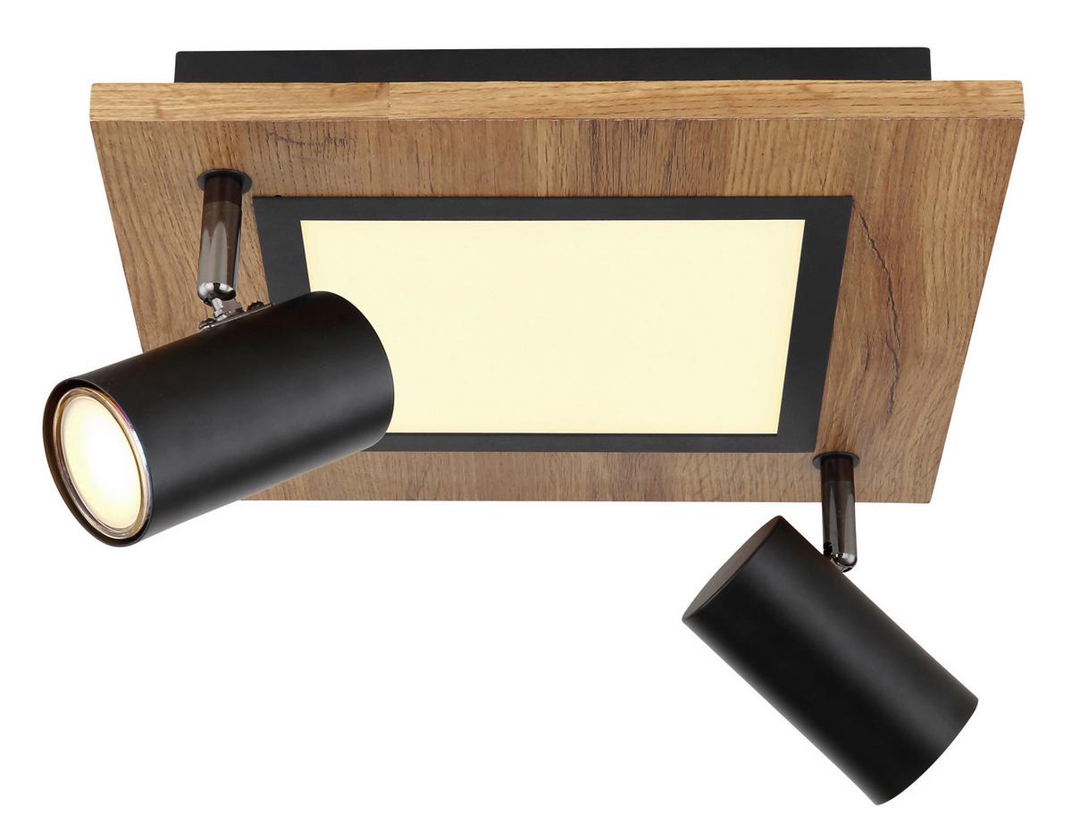 LED-Deckenleuchte L: 30 cm, 3-Flammig, Stufenschalter - Opal/Schwarz, Design, Holzwerkstoff/Kunststoff (30/30/18cm) - Globo