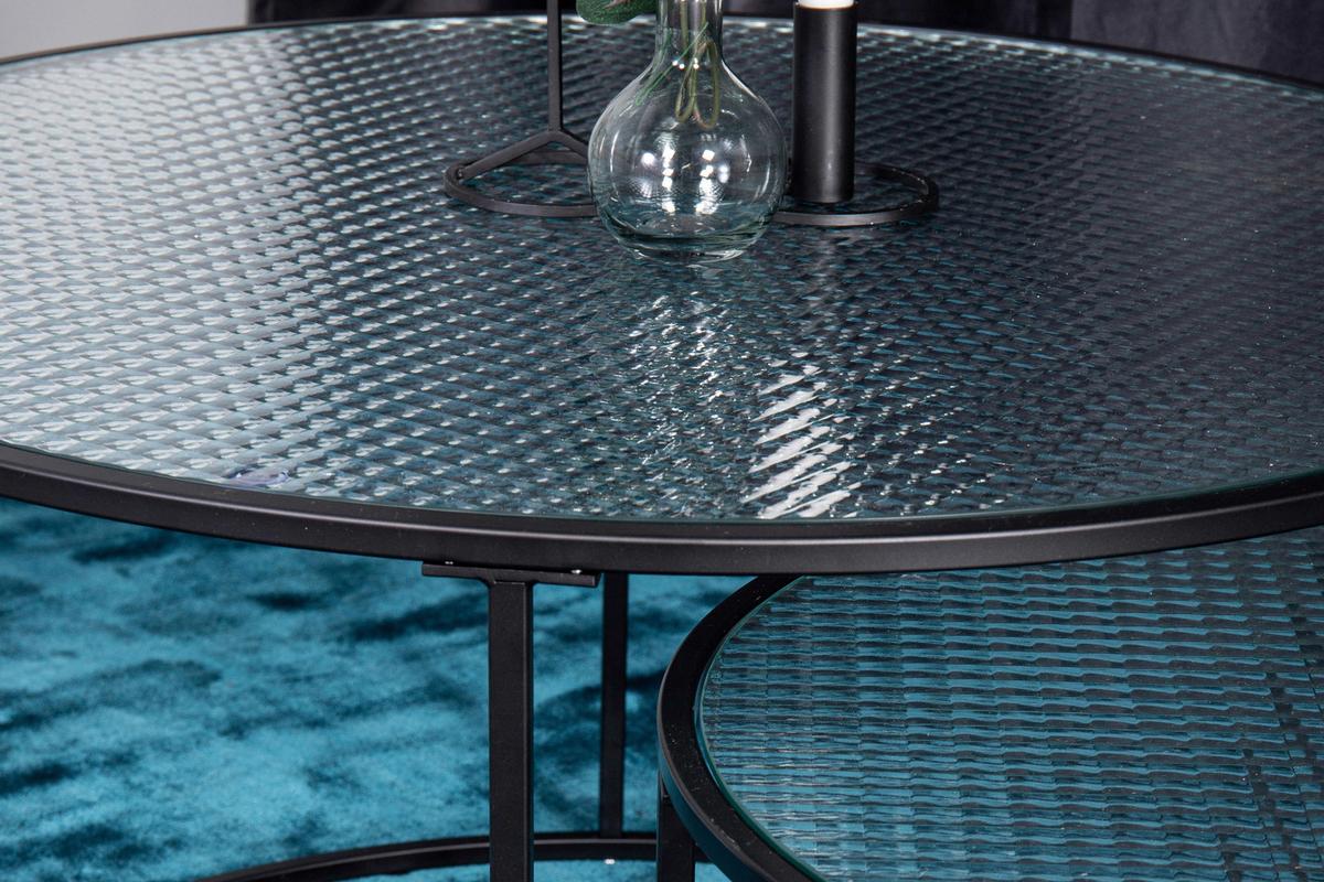 Couchtisch Twin - Klar/Schwarz, Design, Glas/Metall (79,5/79,5/45cm) - Livetastic