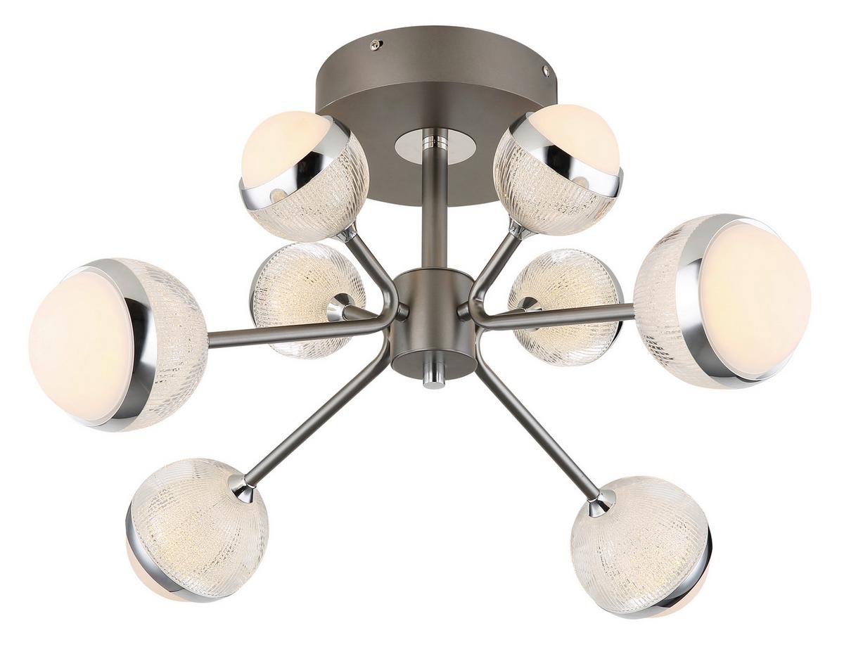 LED-Deckenleuchte 56011-8d - Klar/Titanfarben, KONVENTIONELL, Kunststoff/Metall (61/29cm) - Globo