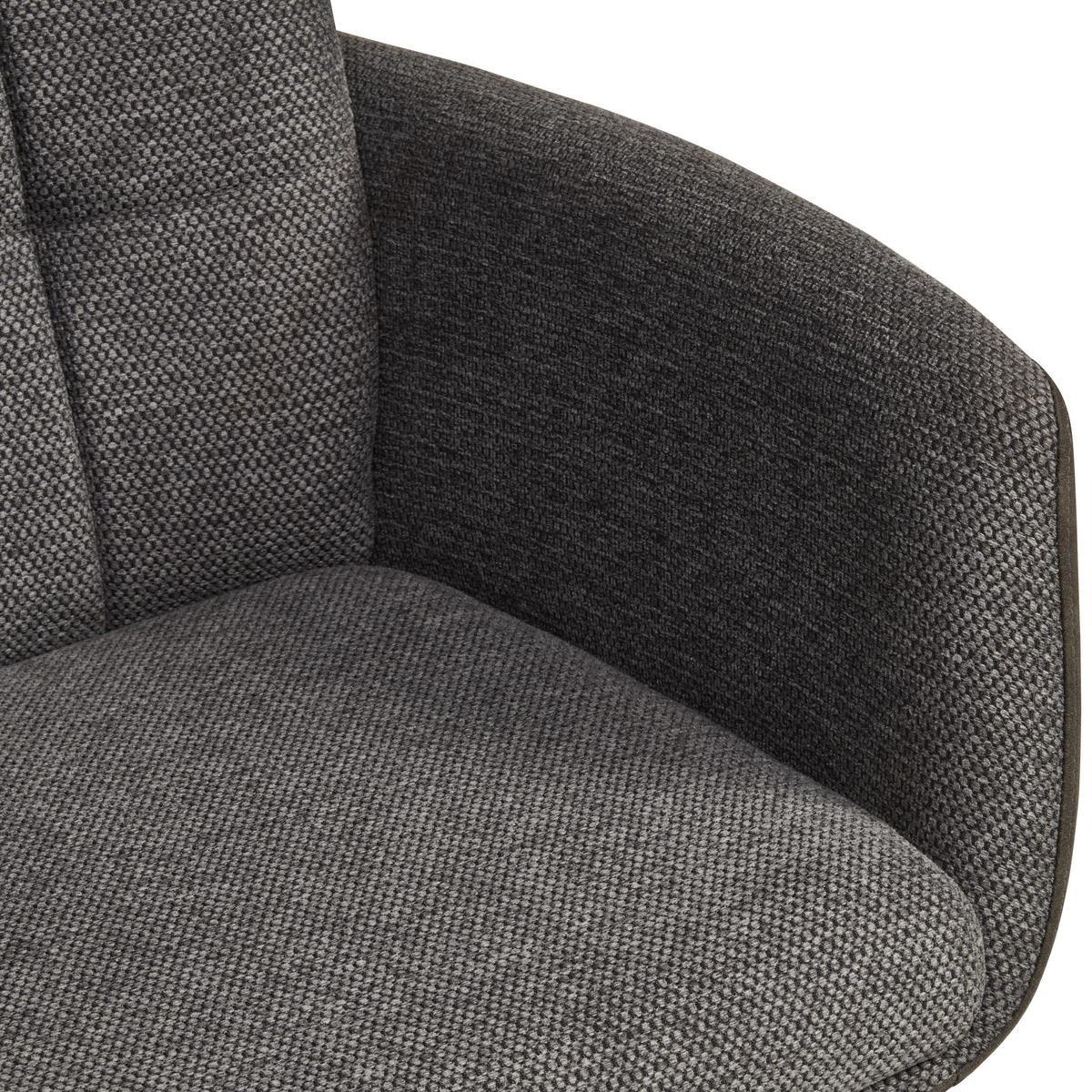 Armlehnstuhl Naim Grau B: 60 Cm, 180 ° Drehbar - Schwarz/Grau, KONVENTIONELL, Holz/Textil (60/93/66cm) - MID.YOU