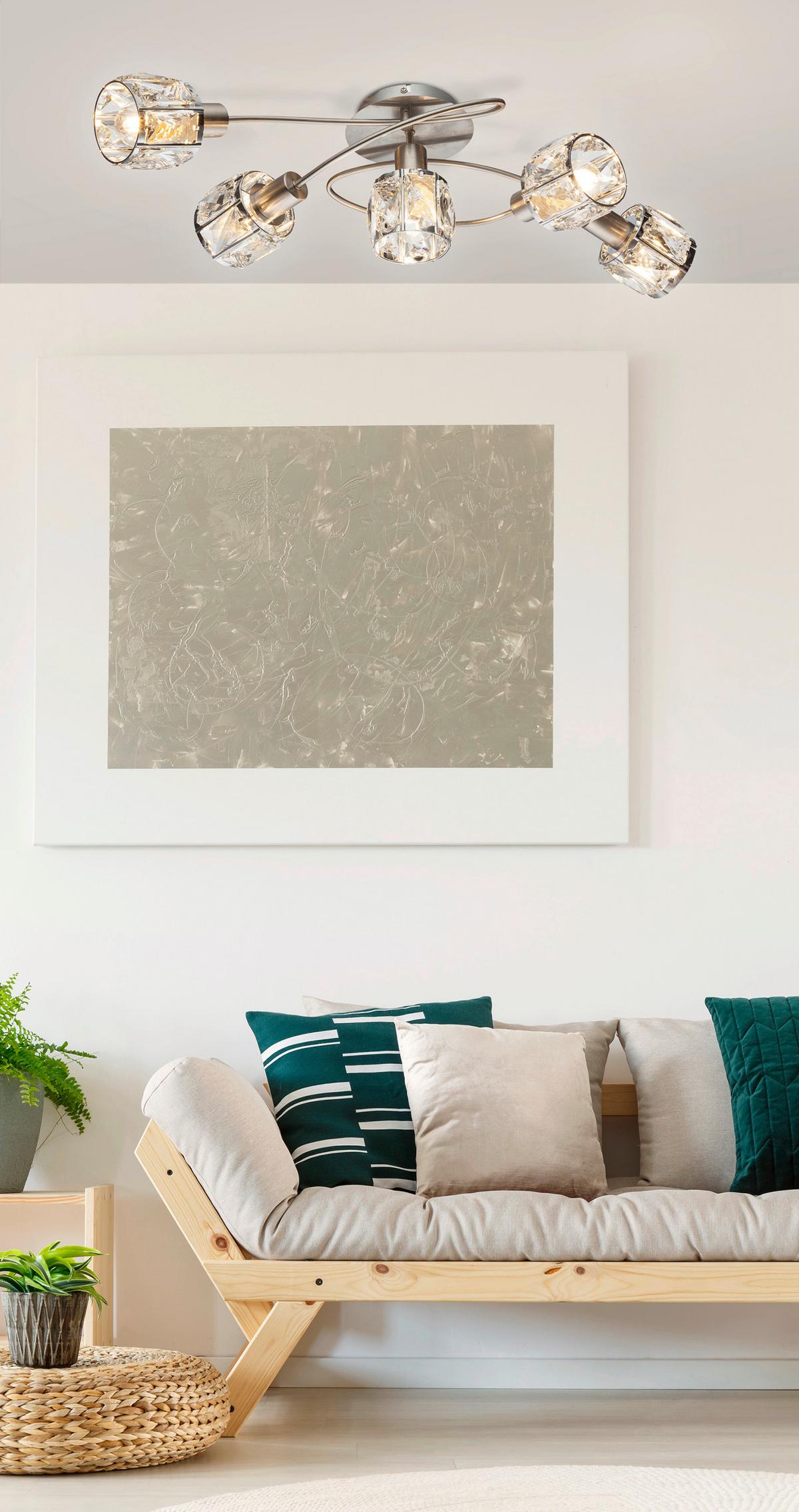 Strahler Exkl. 5xe14, 40w - Chromfarben/Transparent, LIFESTYLE, Glas/Metall (61.4/36/21cm) - Globo