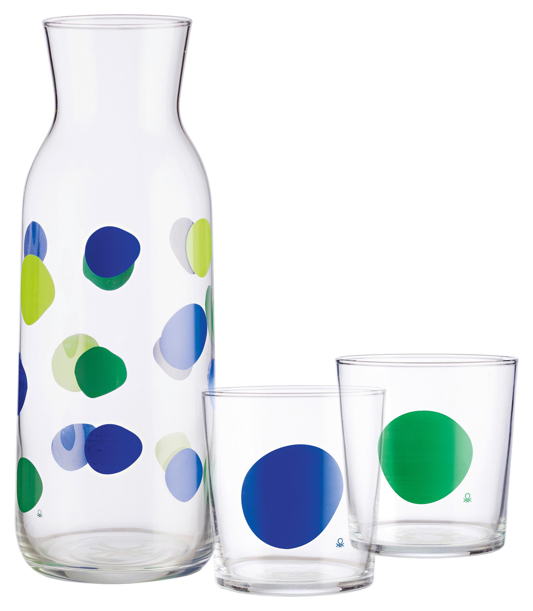 Gläserset Nachhaltig Addige 3er-Set, Je ca. 330 ml - Blau/Transparent, Basics, Glas (9,5/18/25cm) - Benetton