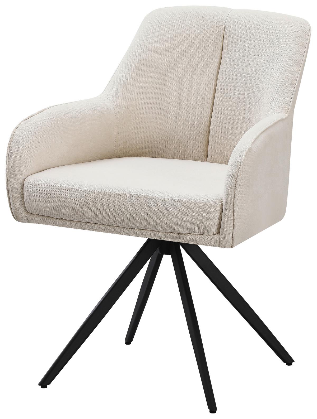 Armlehnstuhl Zwei Beige B: 62 cm - Beige/Schwarz, MODERN, Holz/Textil (62/83/62cm) - Livetastic