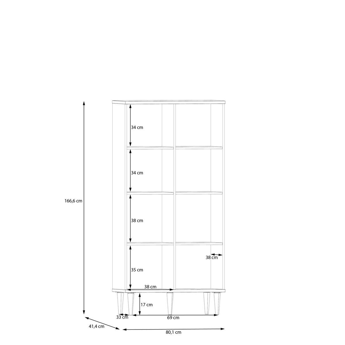 Vitrína CALASETTA š: 80 cm - barvy dubu/barvy zlata, Natur, kov/kompozitní dřevo (80,1/166,6/41,4cm)