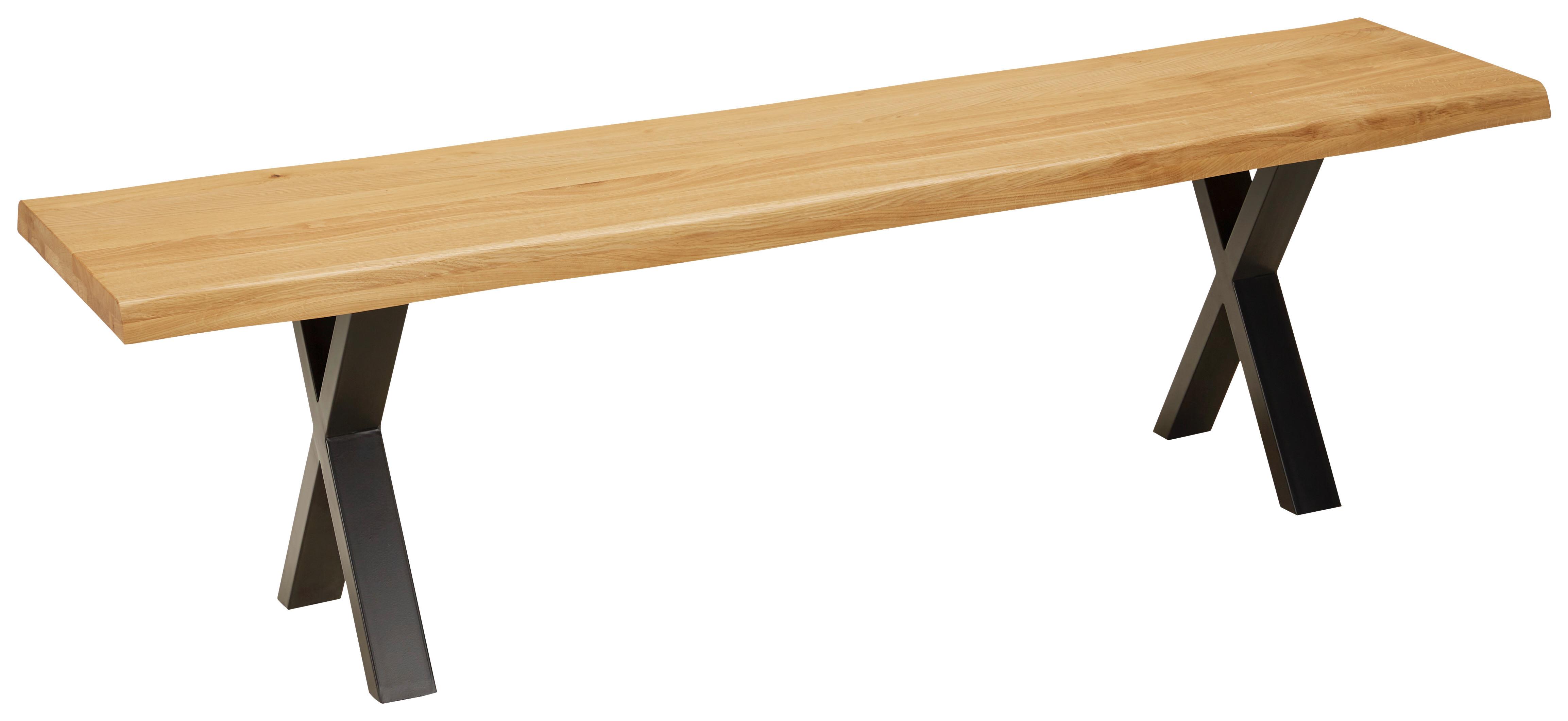 Sedací lavice Oak, dřevo Dub - divoký dub/barvy dubu, Natur, kov/dřevo (160/44/38cm) - Zandiara