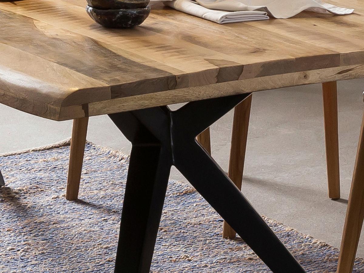ESSTISCH Schwarz/Naturfarben L: 160cm - Schwarz/Naturfarben, MODERN, Holz/Metall (160/90/78cm) - MID.YOU