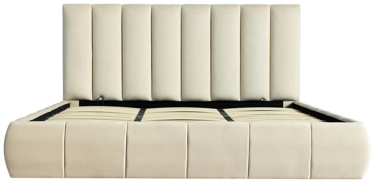 Polsterbett Damast Beige B: 195 Cm - Beige/Schwarz, Design, Holzwerkstoff/Textil (195/110/223cm) - Livetastic