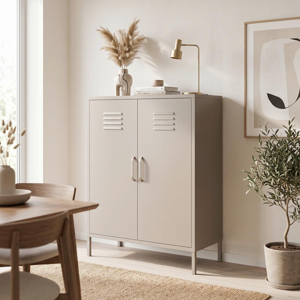 HIGHBOARD Bradford Taupe B: 79cm - Taupe, Design, Metall (79/100/39cm) - MID.YOU