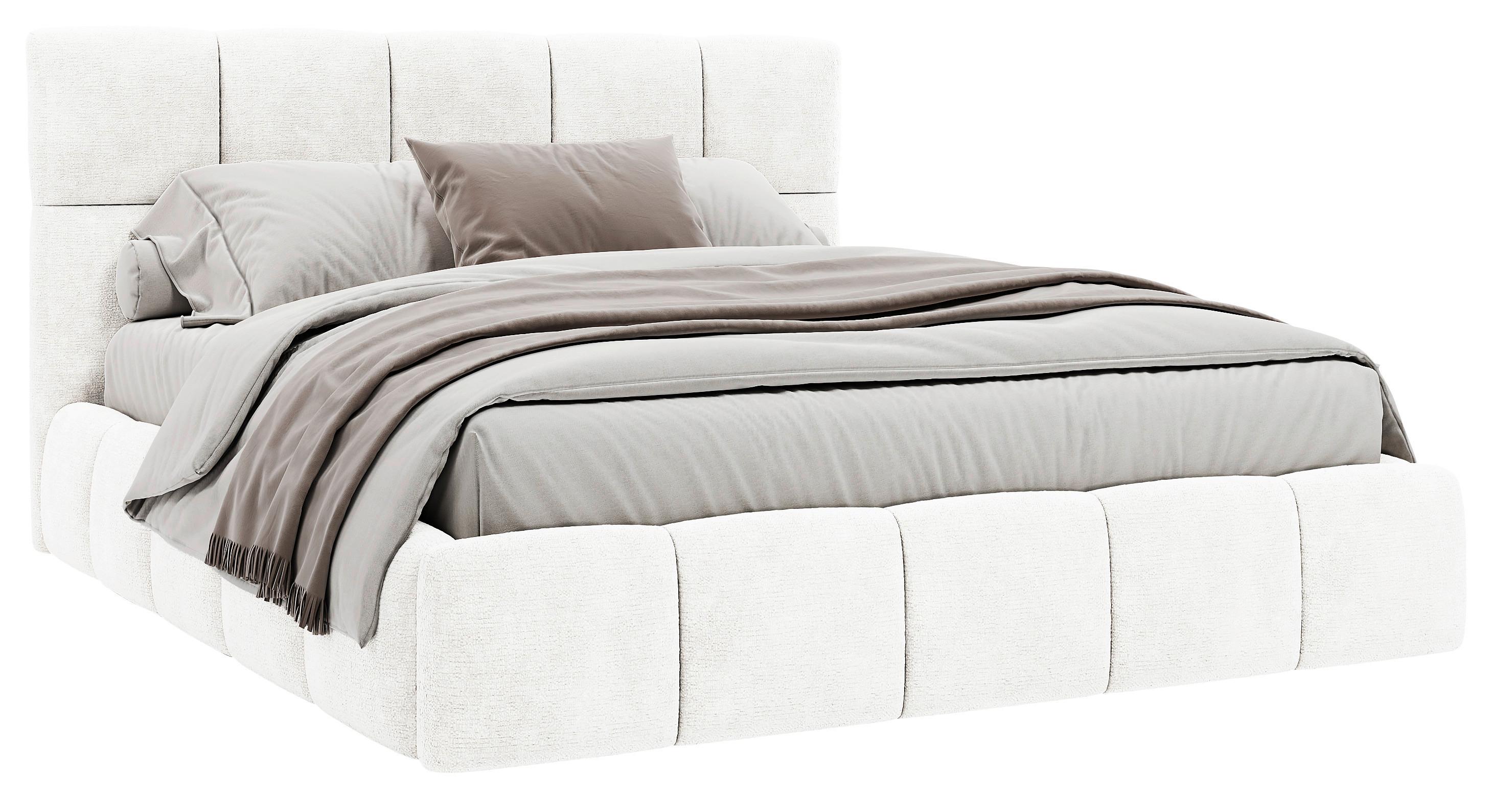 Polsterbett Cherry Chenille Naturfarben, Lf: 140x200 cm - Schwarz/Naturfarben, MODERN, Holz/Holzwerkstoff (140/200cm) - MID.YOU