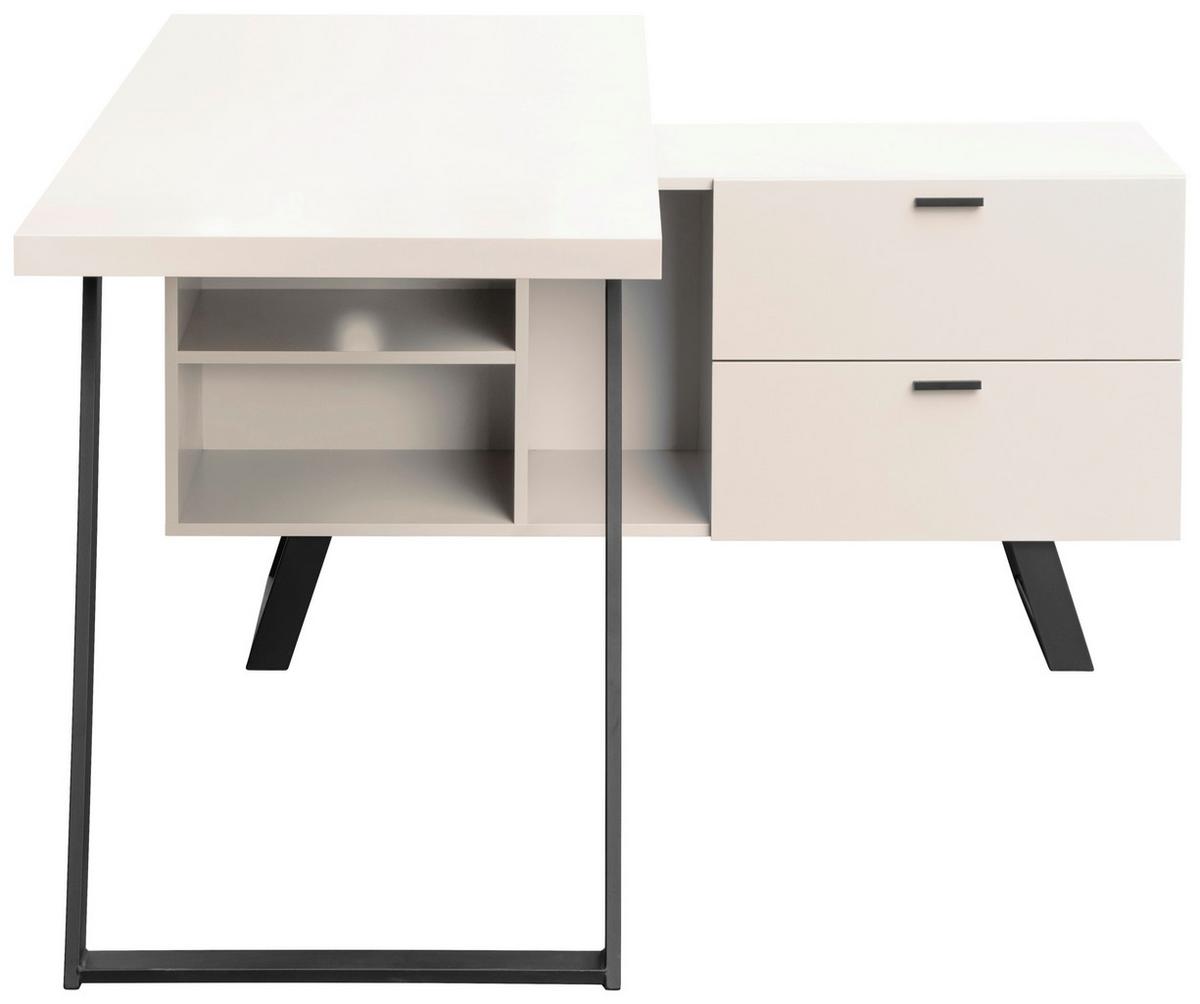 Eckschreibtisch Corinna Schwarz/Kaschmir L: 150 cm - Kaschmir/Schwarz, MODERN, Holzwerkstoff/Metall (150/120/75cm) - MID.YOU