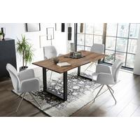 Tischgruppe Hellgrau/walnussfarben 160 Cm - Silberfarben/Walnussfarben, MODERN, Holz/Textil (160/90/75cm) - Livetastic