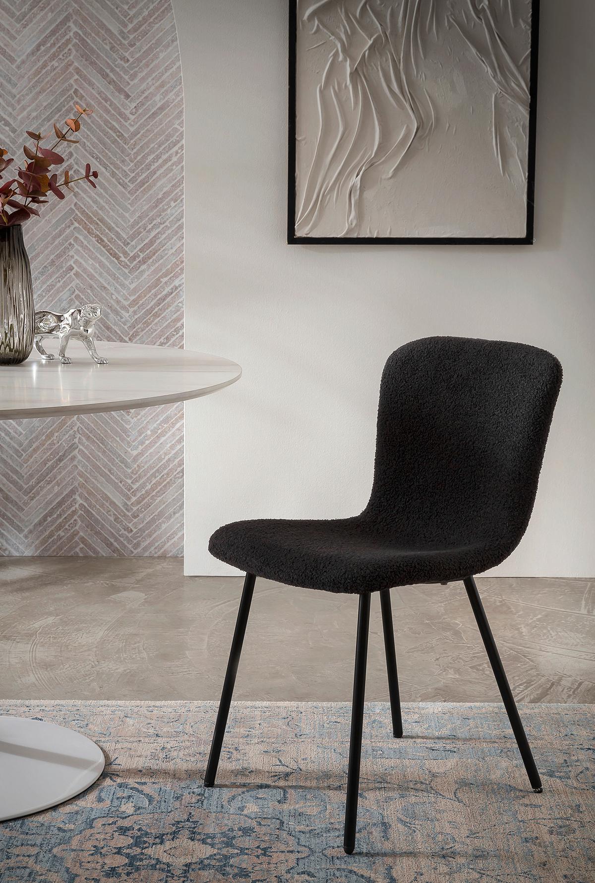 Stuhl-Set Schwarz B: 44cm 4-teilig - Schwarz, MODERN, Textil/Metall (44/79/52cm) - Livetastic