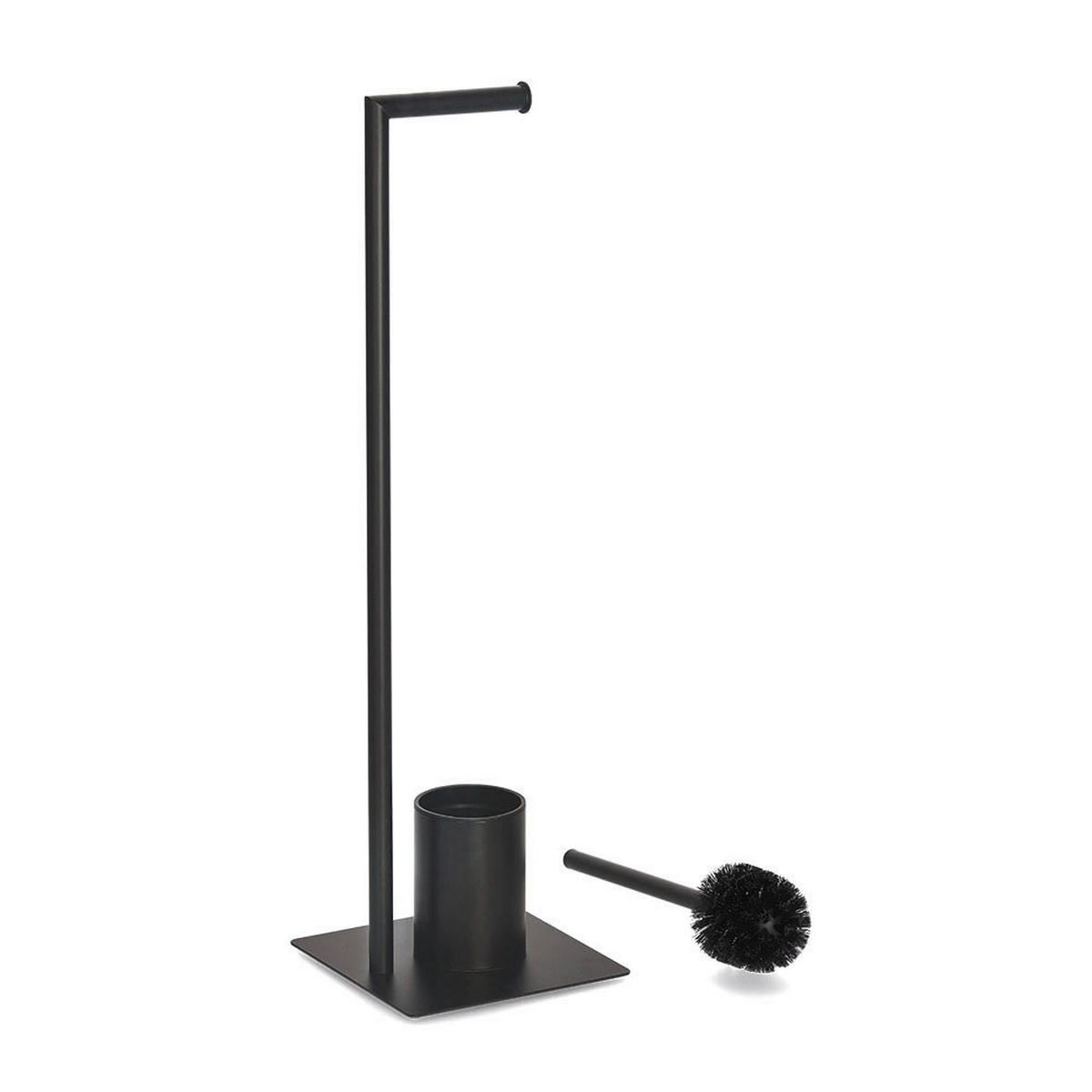 WC-Bürstengarnitur Schwarz, Metall - Schwarz, Basics, Kunststoff/Metall (20/20/70cm) - Zeller Present
