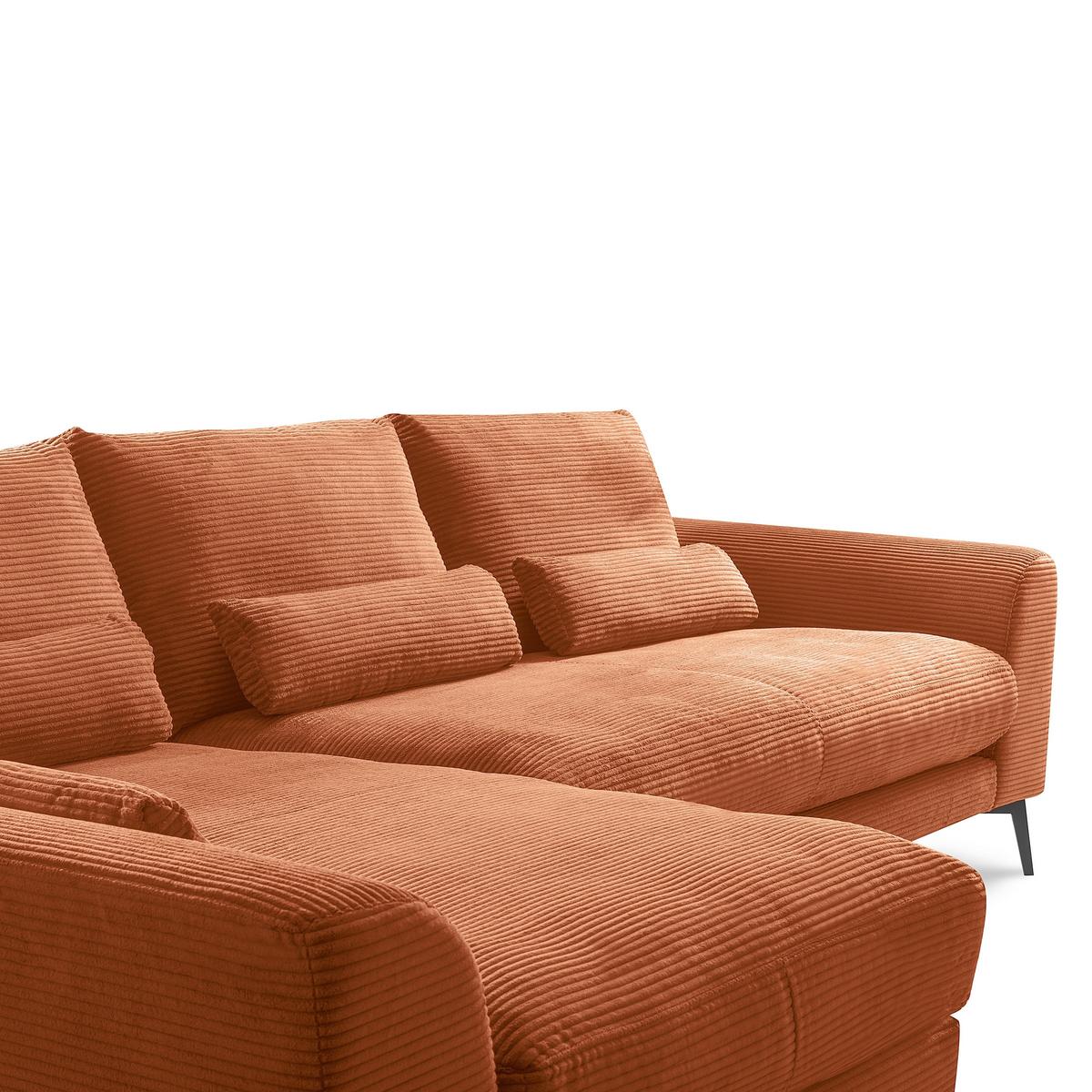 Ecksofa Berlin Cord Kupferfarben 172x313 cm - Schwarz/Kupferfarben, Design, Textil (172/313cm) - P & B