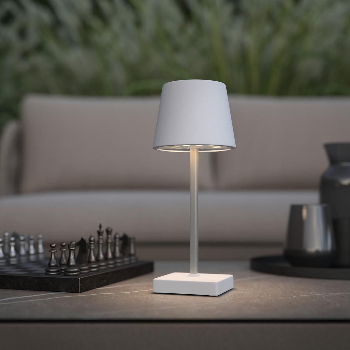 STOLNÍ LAMPA NA BATERIE GOPI - bílá/barvy stříbra, Romantický / Rustikální, kov/plast (10,5/26cm) - Modern Living