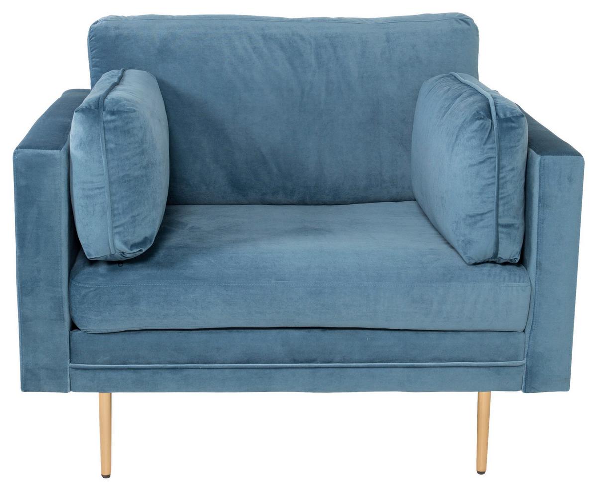 Sessel Boom - Blau/Goldfarben, Design, Textil/Metall (110/84/86cm) - Livetastic