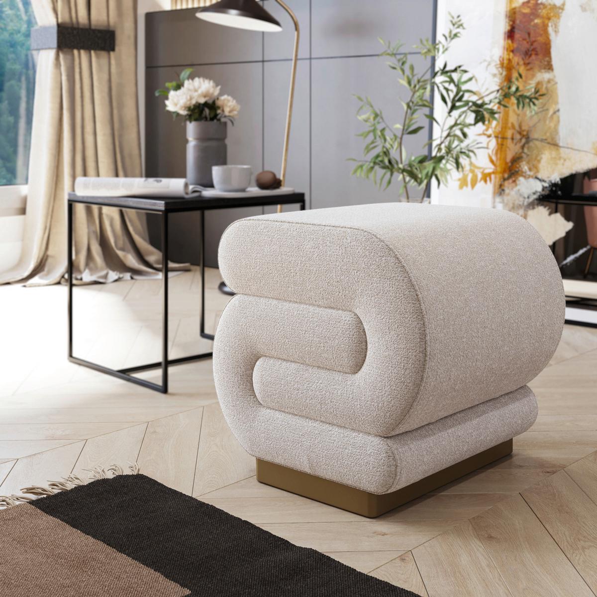 Hocker Sally Beige B: 40 Cm - Beige/Goldfarben, Design, Textil (40/42/42cm) - Livetastic