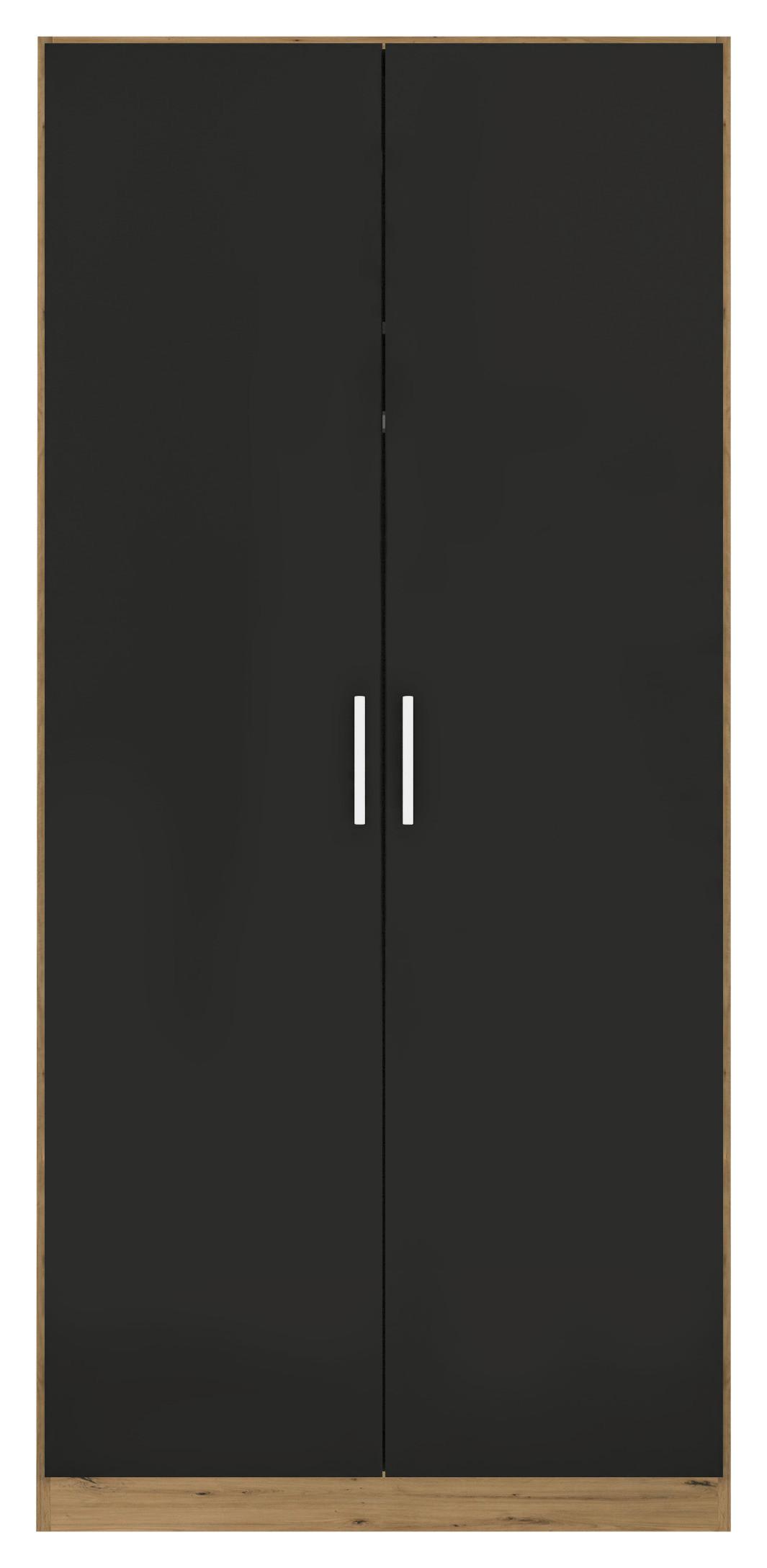 Drehtürenschrank 91cm Berlin Eiche Artisan/Grau - Eiche Artisan/Grau, MODERN, Holzwerkstoff (91/210/54cm) - Rauch Möbel