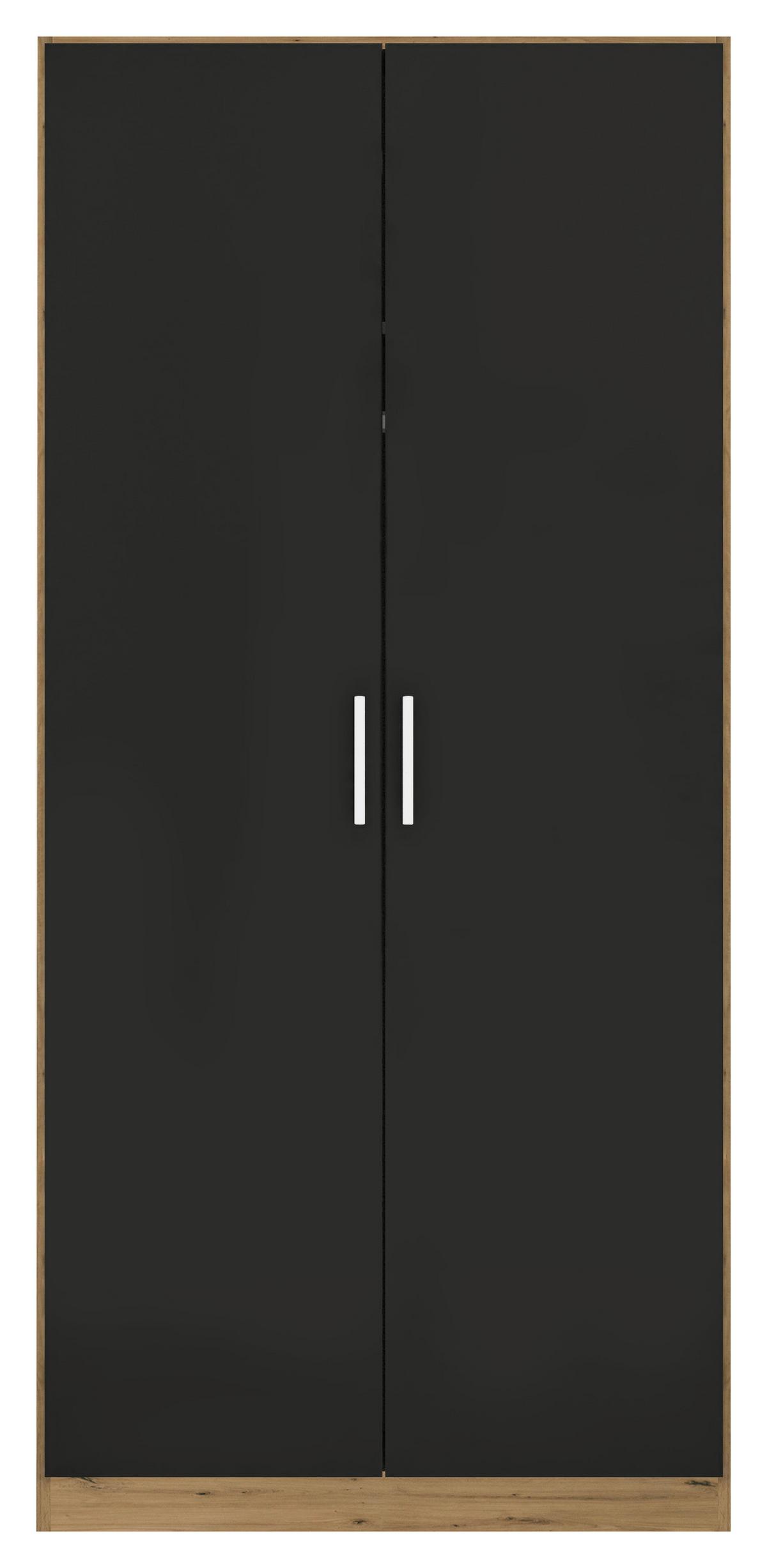 Drehtürenschrank 91cm Berlin Eiche Artisan/grau - Eiche Artisan/Grau, MODERN, Holzwerkstoff (91/210/54cm) - Rauch Möbel
