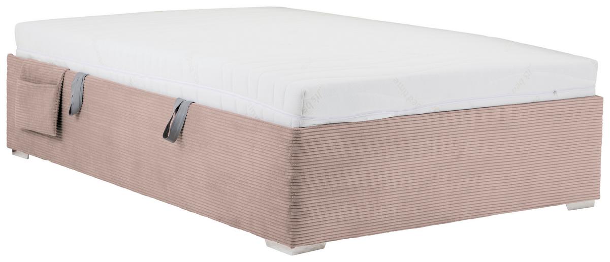 Posteľ Remi s bočnicami 140x200, poťah ružový - pink/prírodná farba, Konventionell, drevo/textil (140/200cm)