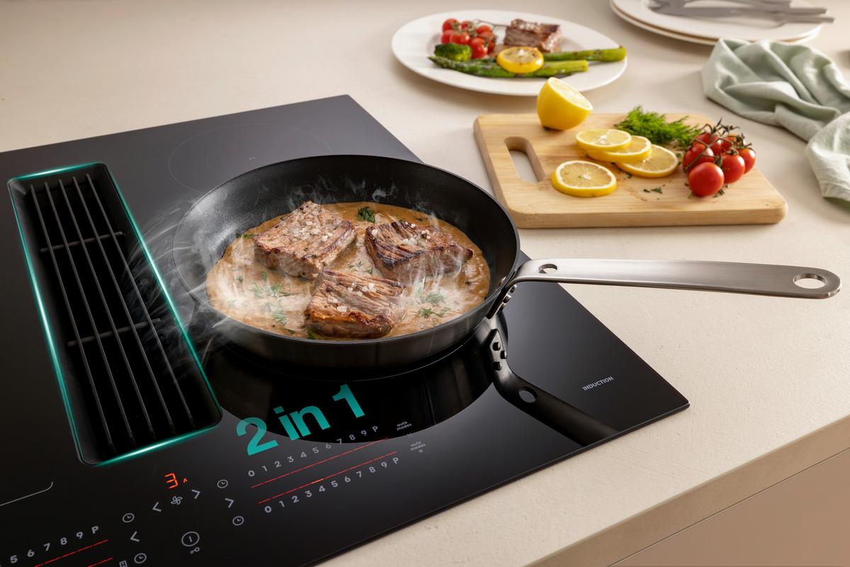 Kochfeld-dunstabzug-kombi Geh6432bscwf - Schwarz Hochglanz, MODERN, Glas (60/23,3/52cm) - Gorenje